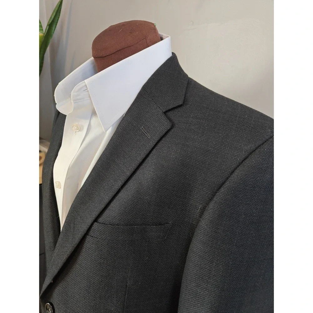 Montefino Mens Super 120s Sports Coat 42R Navy Pinstripe Hand Tailored Italy